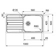 FRANKE - evier à encastrer sous plan 60cm acier - 386745 - vignette