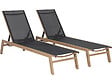 HABITAT ET JARDIN - Lot de 2 bains de soleil en aluminium imitation bois "Elysia" - Noir - vignette