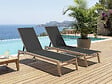 HABITAT ET JARDIN - Lot de 2 bains de soleil en aluminium imitation bois "Elysia" - Noir - vignette