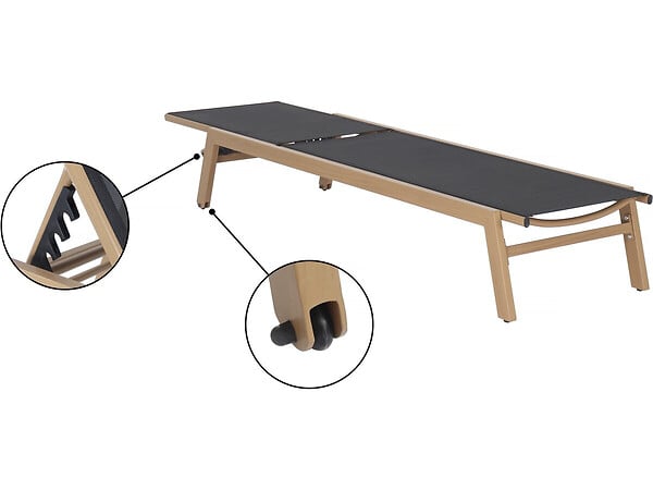 HABITAT ET JARDIN - Lot de 2 bains de soleil en aluminium imitation bois "Elysia" - Noir - large