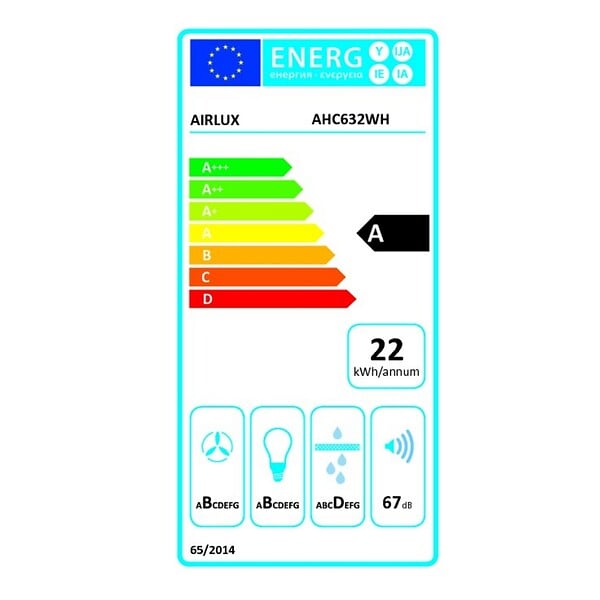 AIRLUX - Hotte Visière 60cm 322m3/h Blanc - AHC632WH - large