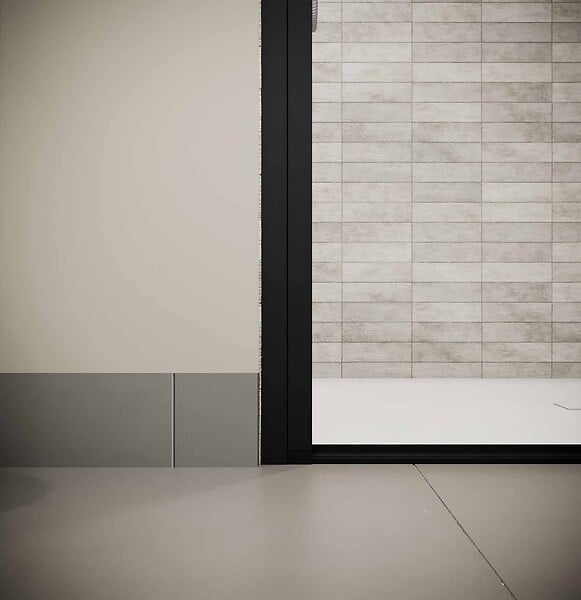 AURLANE - Porte de Douche Pivotante 70x180cm et Retour 80cm - Profil Noir - Verre 5mm - DARK ELEMENTARY - large