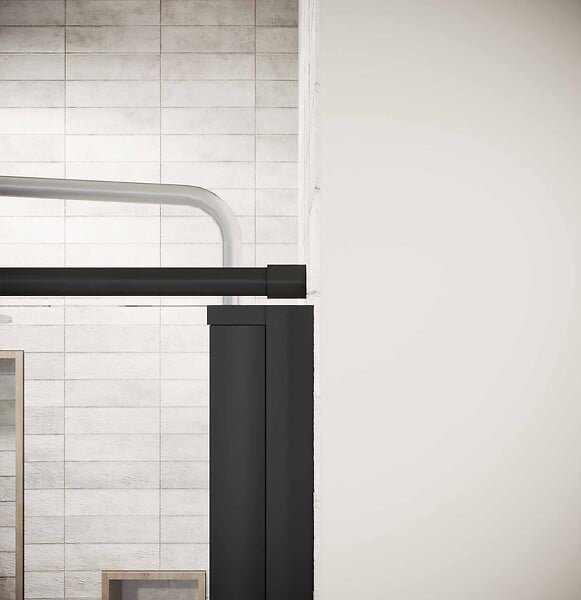 AURLANE - Porte de Douche Pivotante 80x180cm et Retour 90cm - Profil Noir - Verre 5mm - DARK ELEMENTARY - large