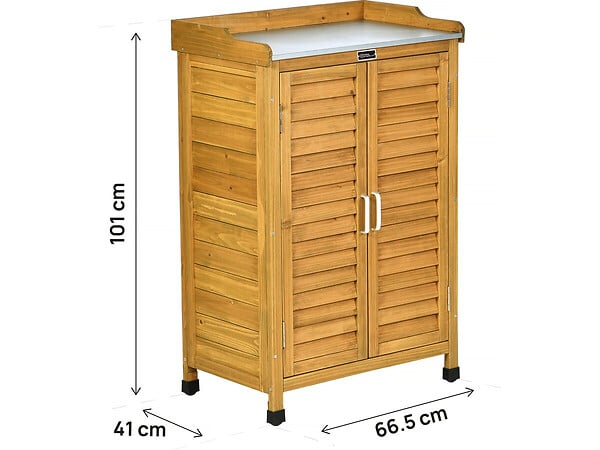 HABITAT ET JARDIN - Armoire de jardin en bois avec roulettes "Alexia" - 66 x 41 x 101 cm - Marron - large