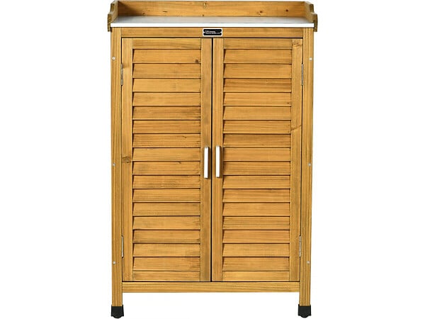 HABITAT ET JARDIN - Armoire de jardin en bois avec roulettes "Alexia" - 66 x 41 x 101 cm - Marron - large