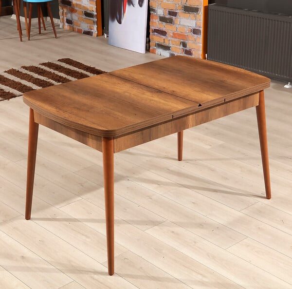 HABITAT ET JARDIN - Table à Manger Extensible en bois "Barok" - 78 x 132 x 80 cm - Noyer - large