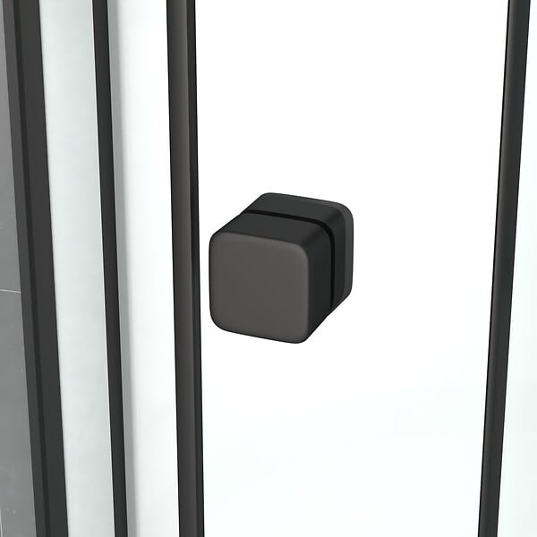 AURLANE - Cabine de douche rectangulaire 110x80x197 cm - Porte coulissante - Receveur Noir Mat - large