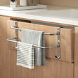 EMKE - EMKE Porte-serviettes double en acier inoxydable SUS201, support mural avec crochets, finition polie électrolytique, 410 × 180 × 124 mm - vignette