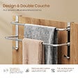 EMKE - EMKE Porte-serviettes double en acier inoxydable SUS201, support mural avec crochets, finition polie électrolytique, 410 × 180 × 124 mm - vignette