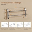 EMKE - EMKE Porte-serviettes double en acier inoxydable SUS201, support mural avec crochets, finition polie électrolytique, 410 × 180 × 124 mm - vignette