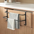 EMKE - EMKE Porte-serviettes double barre noir, support salle de bain avec crochets, acier inoxydable SUS201, 410 × 180 × 124 mm - vignette