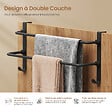 EMKE - EMKE Porte-serviettes double barre noir, support salle de bain avec crochets, acier inoxydable SUS201, 410 × 180 × 124 mm - vignette