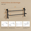 EMKE - EMKE Porte-serviettes double barre noir, support salle de bain avec crochets, acier inoxydable SUS201, 410 × 180 × 124 mm - vignette
