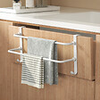 EMKE - EMKE Porte-serviettes double barre blanc mat, support salle de bain avec crochets, acier inoxydable SUS201, 410 × 180 × 124 mm - vignette