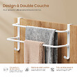 EMKE - EMKE Porte-serviettes double barre blanc mat, support salle de bain avec crochets, acier inoxydable SUS201, 410 × 180 × 124 mm - vignette