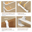 EMKE - EMKE Porte-serviettes double barre blanc mat, support salle de bain avec crochets, acier inoxydable SUS201, 410 × 180 × 124 mm - vignette