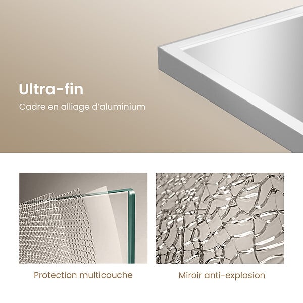EMKE - Miroir Intégral EMKE avec Cadre en Alliage d’Aluminium – 160 x 40 cm, Argenté, Usage Autoportant - large