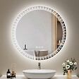 EMKE - EMKE Miroir led salle de bain ф80 cm Miroir salle de bain lumineux avec 3 Couleurs de lumière réglables+Anti-buée, Économie d'énergie miroir led - vignette