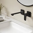 EMKE - EMKE Mitigeur de lavabo mural noir mat, robinet monocommande salle de bain avec aérateur, cartouche céramique, 233 × 127 × 110 mm - vignette