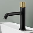 EMKE - EMKE Mitigeur de lavabo noir avec levier doré, robinet salle de bain monocommande en laiton, cartouche céramique, 181 × 166 × 50 mm - vignette