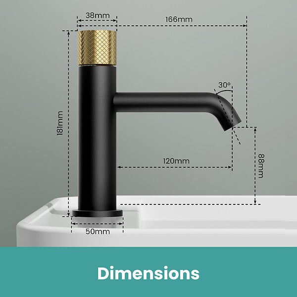 EMKE - EMKE Mitigeur de lavabo noir avec levier doré, robinet salle de bain monocommande en laiton, cartouche céramique, 181 × 166 × 50 mm - large