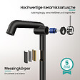 EMKE - EMKE Mitigeur de Lavabo Noir Mat Design, 332 × 220 × 76 mm, Robinet Salle de Bain en Laiton, Cartouche Céramique Longue Durée, Pose Rapid - vignette