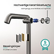 EMKE - EMKE Mitigeur de Lavabo Anthracite Mat Design, 332 × 220 × 76 mm, Robinet Salle de Bain en Laiton, Cartouche Céramique Longue Durée, Pose Rapid - vignette