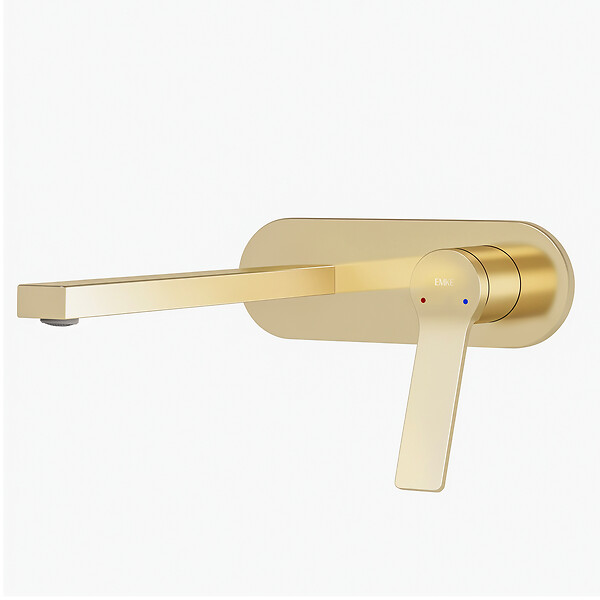 EMKE - EMKE Mitigeur Lavabo Design Séparé, Robinet Mural Or Champagne 288×210×70 mm, Corps en Laiton et Inox 304, Cartouche Céramique Haute Durabilité - large