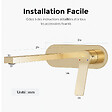 EMKE - EMKE Mitigeur Lavabo Design Séparé, Robinet Mural Or Champagne 288×210×70 mm, Corps en Laiton et Inox 304, Cartouche Céramique Haute Durabilité - vignette
