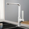 EMKE - EMKE Mitigeur de Cuisine Blanc Mat, Robinet Monocommande Rotatif 360°, 30,3 × 22,5 cm, Design Fin en Acier Inoxydable - vignette