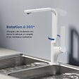 EMKE - EMKE Mitigeur de Cuisine Blanc Mat, Robinet Monocommande Rotatif 360°, 30,3 × 22,5 cm, Design Fin en Acier Inoxydable - vignette