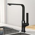 EMKE - EMKE Mitigeur de Cuisine Noir Mat, Robinet Monocommande Rotatif 360°, 30,3 × 22,5 cm, Design Fin en Acier Inoxydable - vignette