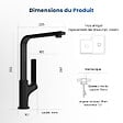 EMKE - EMKE Mitigeur de Cuisine Noir Mat, Robinet Monocommande Rotatif 360°, 30,3 × 22,5 cm, Design Fin en Acier Inoxydable - vignette