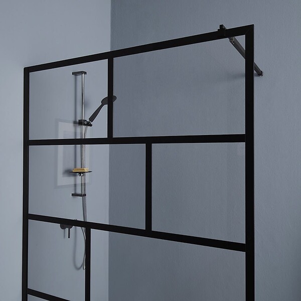 KIAMAMI VALENTINA - Douche À L'italienne 100Cm Verre Clair Cadre Noir - large