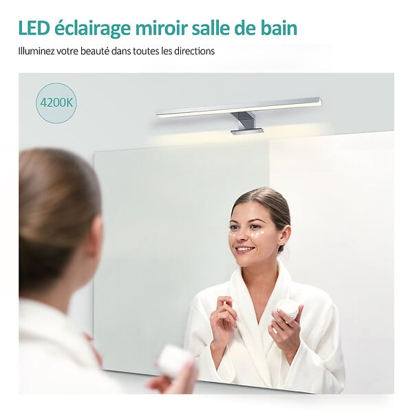 EMKE - EMKE Éclairage LED mural pour salle de bain blanc, lampe miroir 40 × 15 cm, lumière neutre 4200 K, montage polyvalent - large