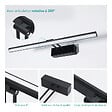 EMKE - EMKE Lampe murale LED pour salle de bain noir, éclairage miroir 40 × 20 cm, lumière froide 6500 - vignette