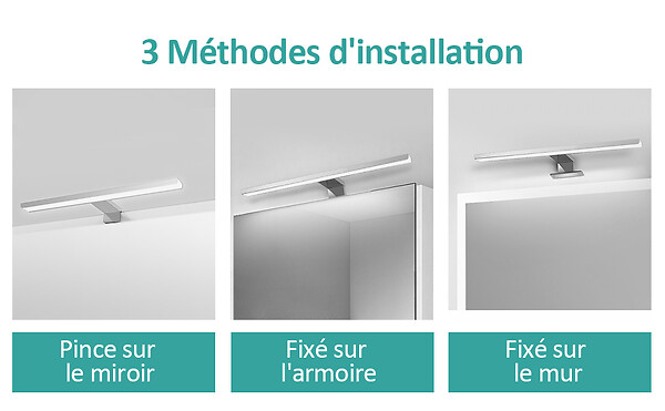 EMKE - EMKE Lampe murale LED salle de bain blanche, éclairage miroir 40 × 15 cm, lumière froide 6000 K, installation multiple - large