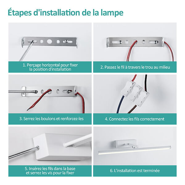 EMKE - EMKE Éclairage LED pour miroir de salle de bain blanc, lampe murale orientable 40 × 20 cm, lumière neutre 4200 K - large