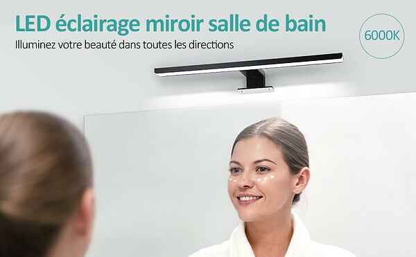 EMKE - EMKE Lampe murale LED salle de bain noir, éclairage miroir 40 × 15 cm, lumière froide 6000 K, installation multiple - large