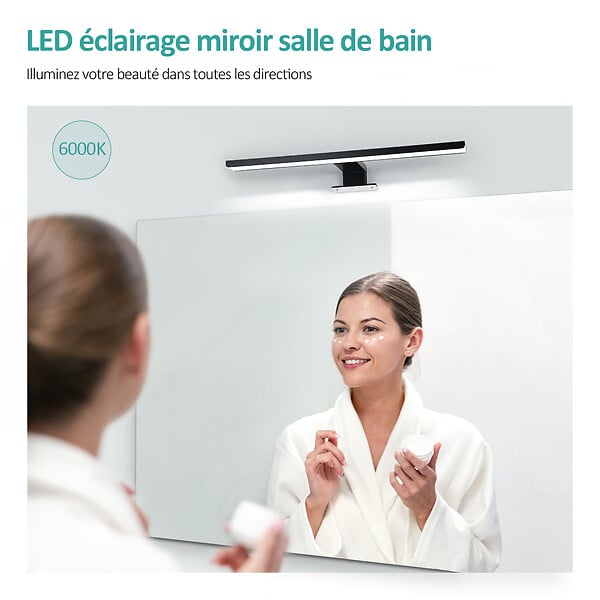 EMKE - EMKE Lampe murale LED salle de bain noir, éclairage miroir 40 × 15 cm, lumière froide 6000 K, installation multiple - large