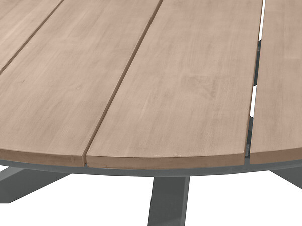 HESPERIDE - Table de jardin ronde alu/acacia Oriengo Graphite - 8 places - Hespéride - large