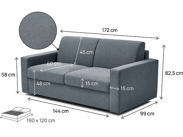 HABITAT ET JARDIN - Canapé lit convertible express en tissu "Diana" - Gris - large