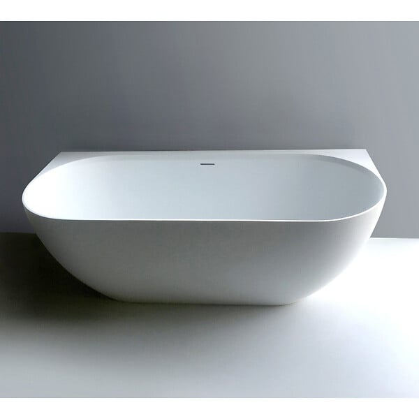 SWISS AQUA TECHNOLOGIES - Swiss Aqua Technologies Lesly 170 x 82 cm Baignoire semi-îlot en marbre coulé, sans pieds, blanc (LE1700) - large