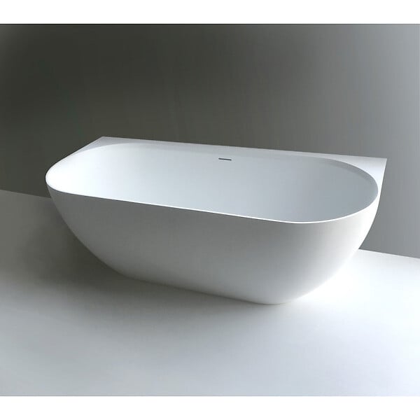 SWISS AQUA TECHNOLOGIES - Swiss Aqua Technologies Lesly 170 x 82 cm Baignoire semi-îlot en marbre coulé, sans pieds, blanc (LE1700) - large