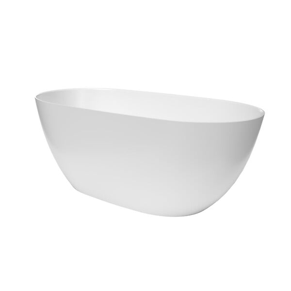 SWISS AQUA TECHNOLOGIES - Swiss Aqua Technologies Aulis 160x74 cm Baignoire îlot en marbre Coulé 293L, sans pieds, blanc (SATAU1600) - large