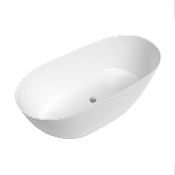 SWISS AQUA TECHNOLOGIES - Swiss Aqua Technologies Aulis 160x74 cm Baignoire îlot en marbre Coulé 293L, sans pieds, blanc (SATAU1600) - large