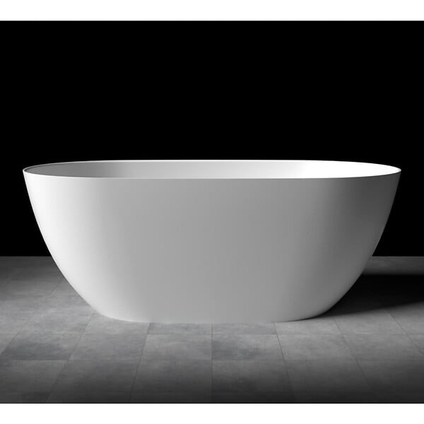 SWISS AQUA TECHNOLOGIES - Swiss Aqua Technologies Aulis 160x74 cm Baignoire îlot en marbre Coulé 293L, sans pieds, blanc (SATAU1600) - large