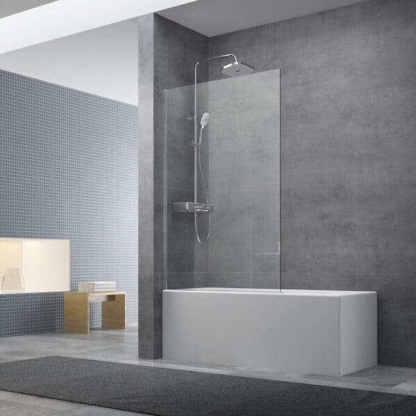 SWISS AQUA TECHNOLOGIES - Pare-baignoire fixe en verre, 150x80cm, Chrome (SIKOVZPEV150) - large