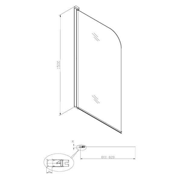 SWISS AQUA TECHNOLOGIES - 150x80 cm Pare-baignoire pivotant en verre, orientation gauche et droite, noir (SATVZUNIKCT80) - large