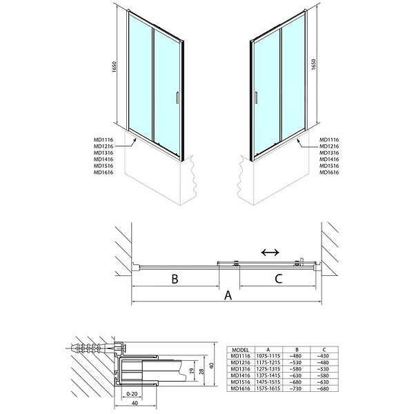 POLYSAN - Polysan Deep  Paroi latérale pour baignoire - 750x1650mm, Verre transparent (MD3116) - large